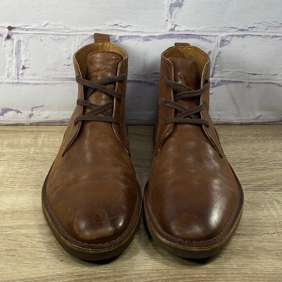 Frye Ashland Brown Leather Chukka Boots Men's Size 10 Ankle Lace-Up Cognac - Picture 2 of 8